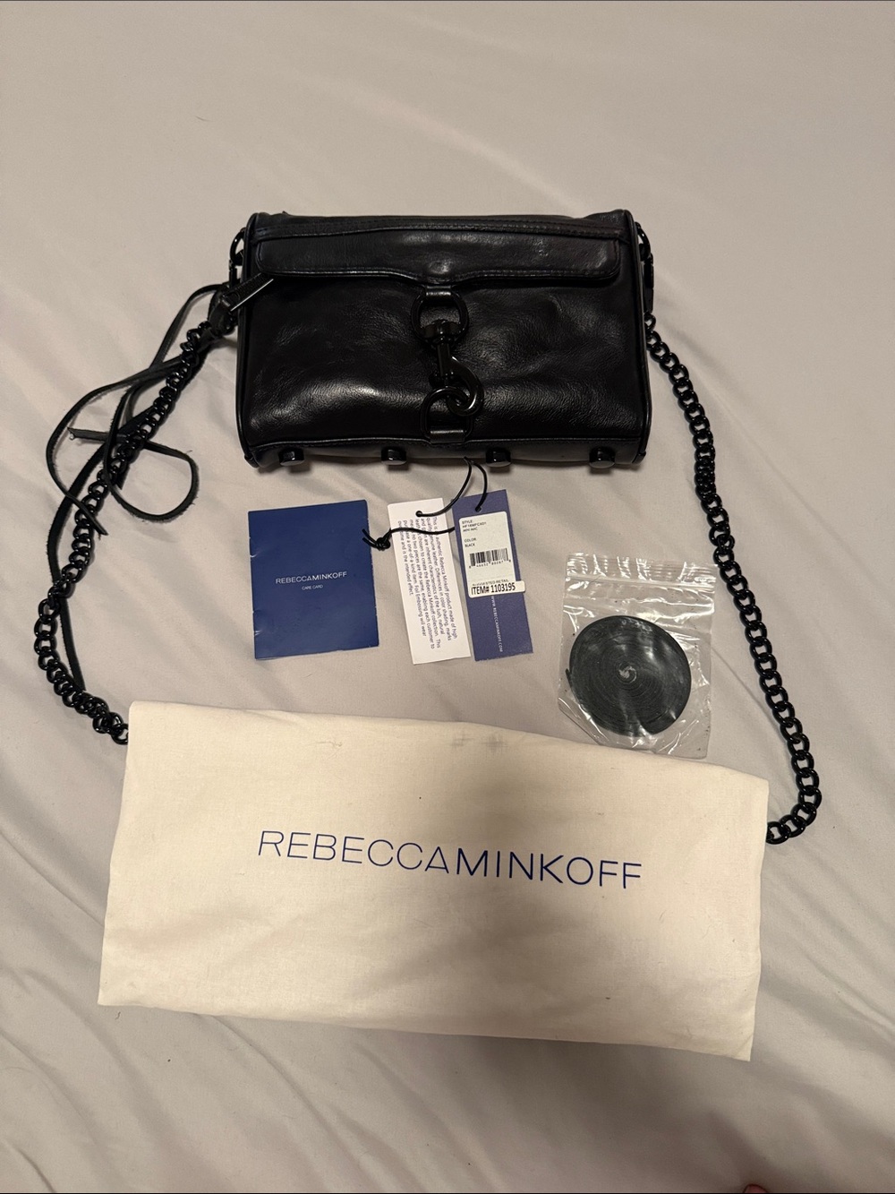 Rebecca Minkoff Black Leather Small Crossbody with Chain Strap
